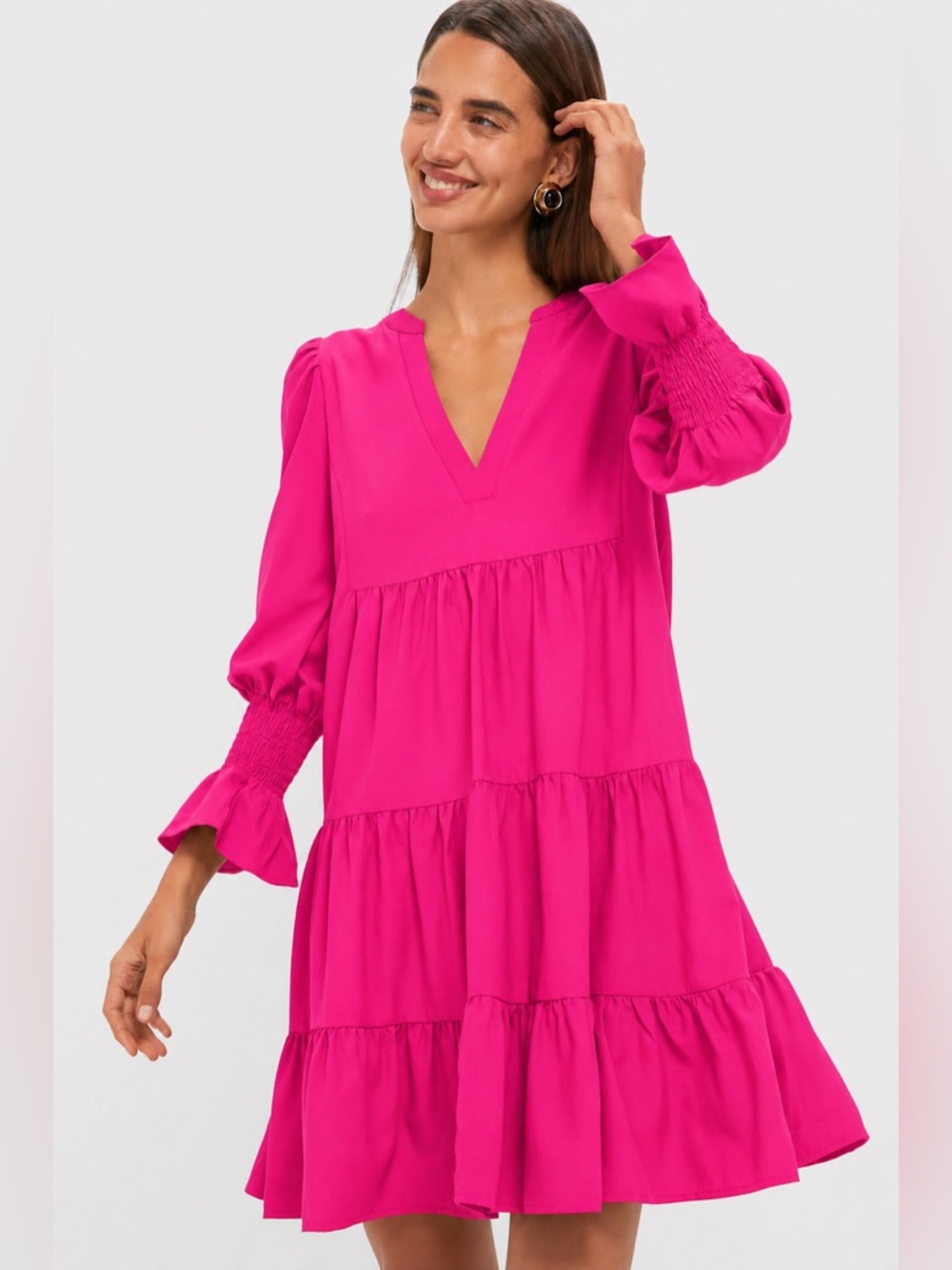 Tuckernuck Pomander Place Pink Crepe Kenzo Dress Long Sleeve M